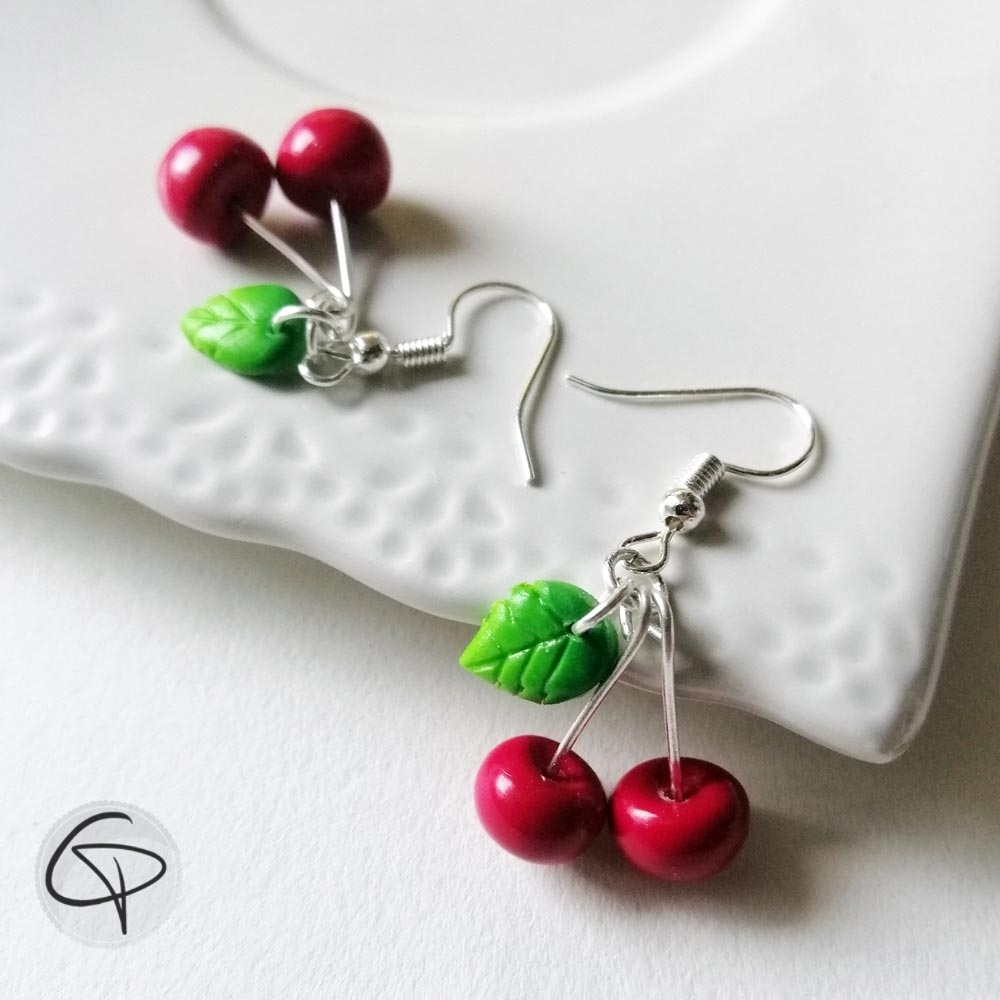 Boucles d'oreilles cerises pour fille