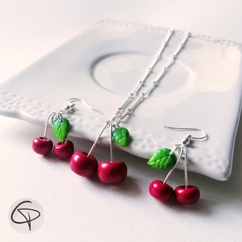 Boucles d'oreilles cerises pour fille