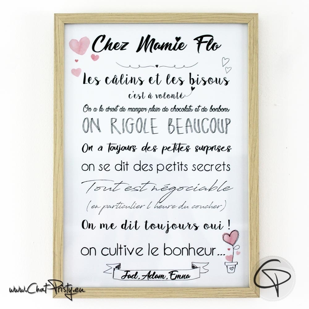 Affiche chez mamie personnalisable