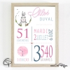 illustration de naissance fille originale avec lapin personnalisable 