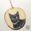 suspension en bois pour sapin avec la photo de votre chat