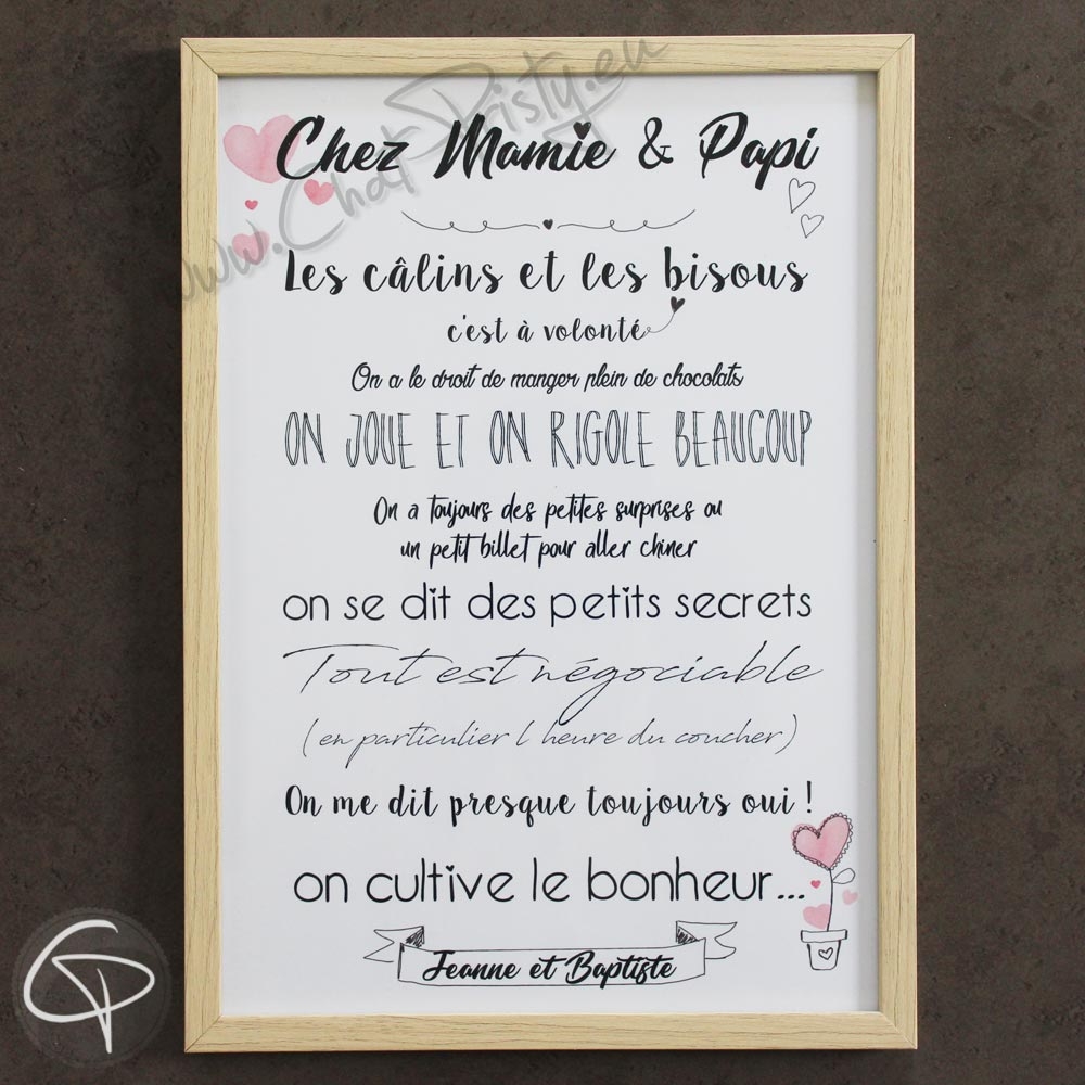 Portrait de famille personnalisé avec bébé. Le cadeau parfait pour les  grands parents, mamie et papie. Idée cadeau personnalisée pour maman -   France