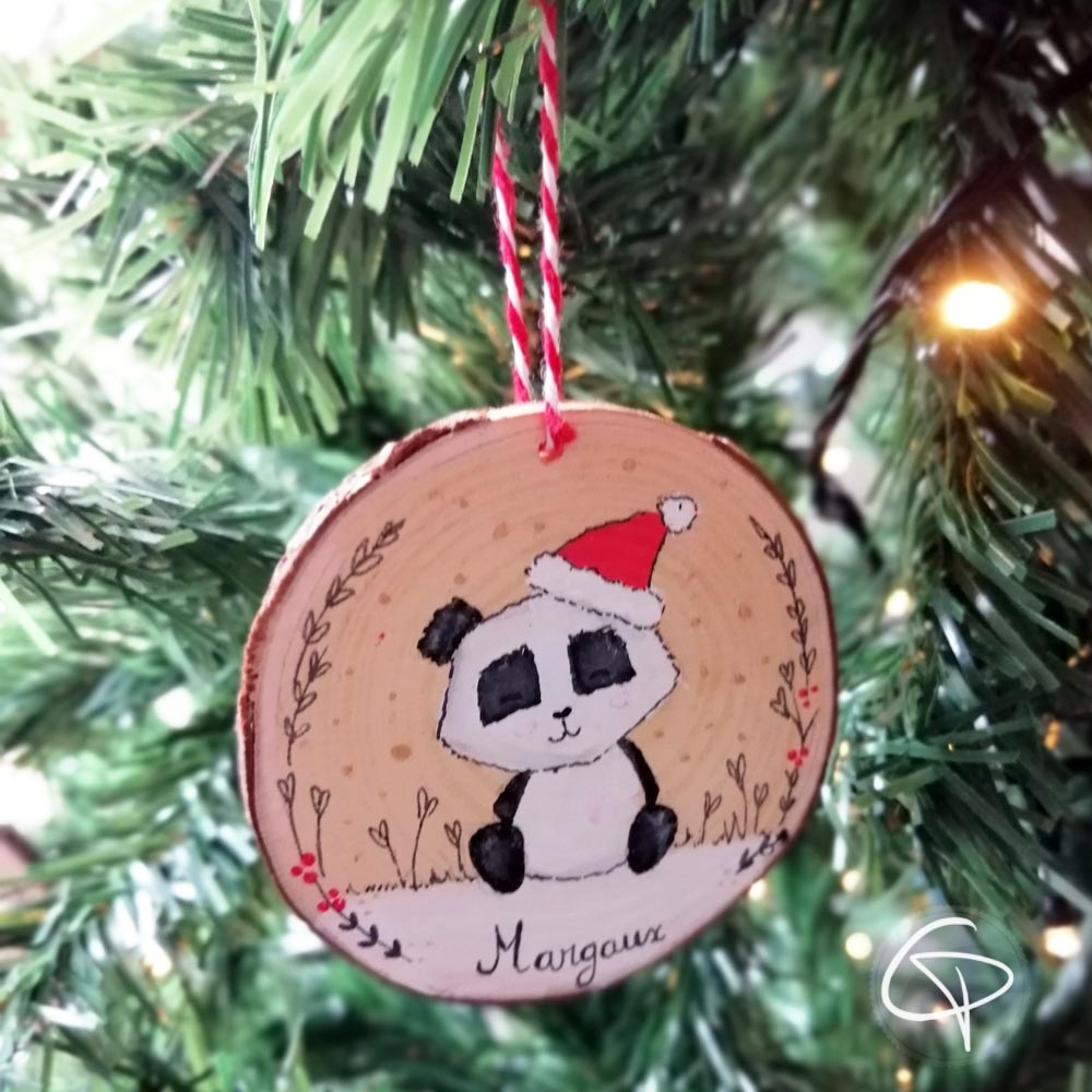 Decoration Sapin Noel En Bois Panda Peint Main Personnalisable Decoration Sapin Noel En Bois Panda Peint Main Personnalisable