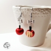 Belles boucles d'oreilles pomme rouge femme