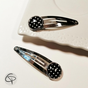 Barrettes à cheveux noires à pois blancs