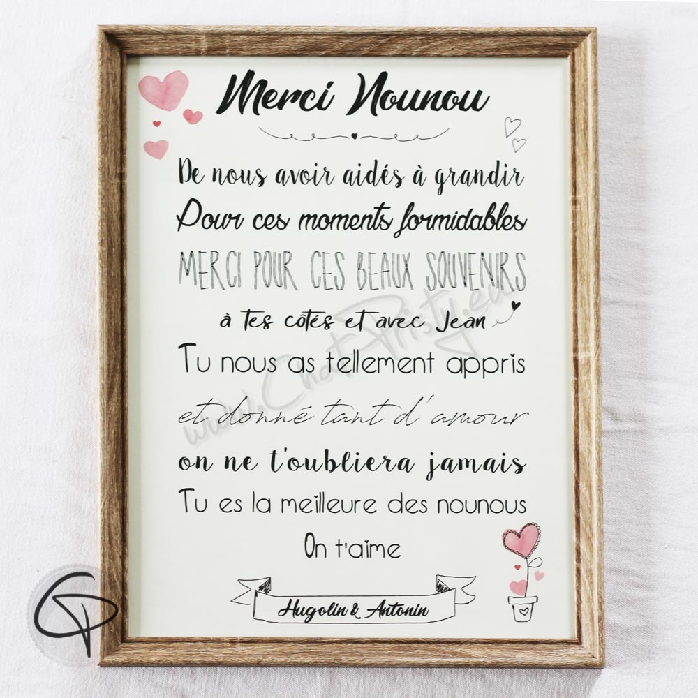 Carte Merci Nounou (15 x 21 cm) : Mes Mots Déco