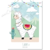 affiche naissance lama alpaga personnalisable pour enfant