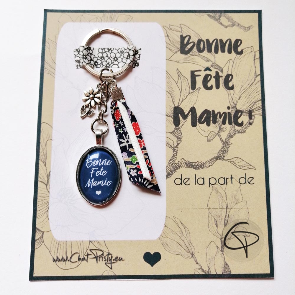 Porte-clé mamie ruban motif liberty