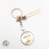 Porte-clef personnalisé mamie en or médaillon rond en verre avec message
