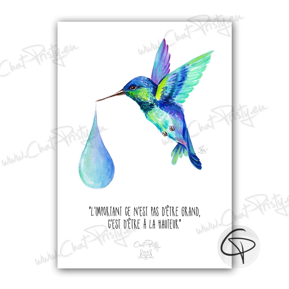 Affiche colibri personnalisée avec une citation originale