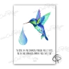 Poster avec colibri fait main accompagné d'une phrase célèbre