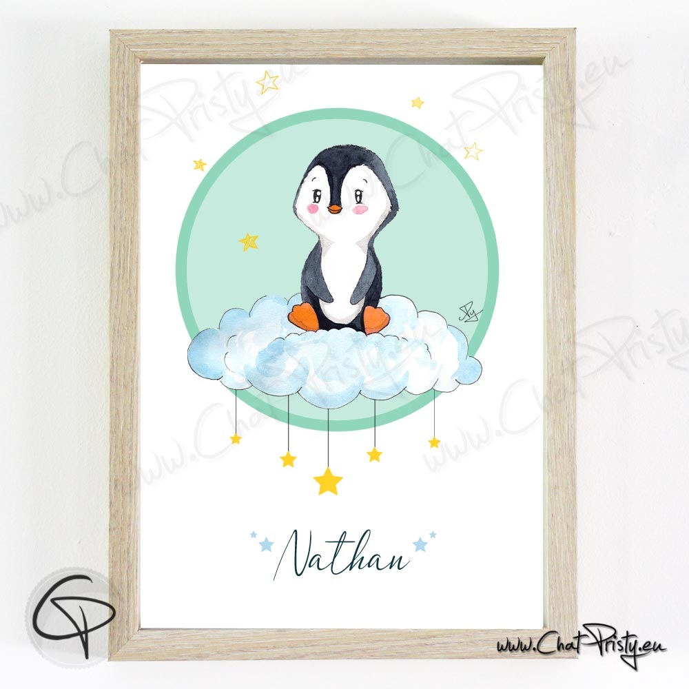 Cadre Pingouin Decoration Murale Originale Pour Chambre Bebe