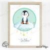 Cadre de naissance avec dessin de pinguoin mignon