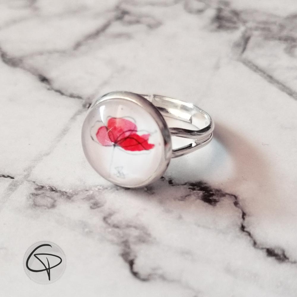 bague coquelicot bijou délicat pour femme