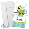 Faire-part naissance tropical garçon avec perroquet jaune