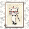 Affiche de naissance personnalisée chat à lunettes cadeau fille