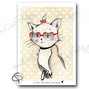 Cadeau naissance fille originale affiche chat
