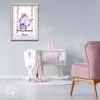 Affiche naissance encadrée chouette mauve décoration chambre bébé