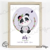 Affiche bébé panda cadeau de naissance fille original encadré