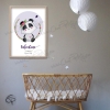 Affiche de naissance panda avec cadre décoration personnalisable prénom fille