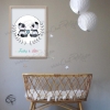 Affiche de naissance pandas personnalisés jumeaux encadrée décoration murale