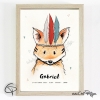 Cadeau de naissance original garçon affiche renard personnalisable