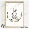 Affiche lapin personnalisé cadeau de naissance originale pour une fille