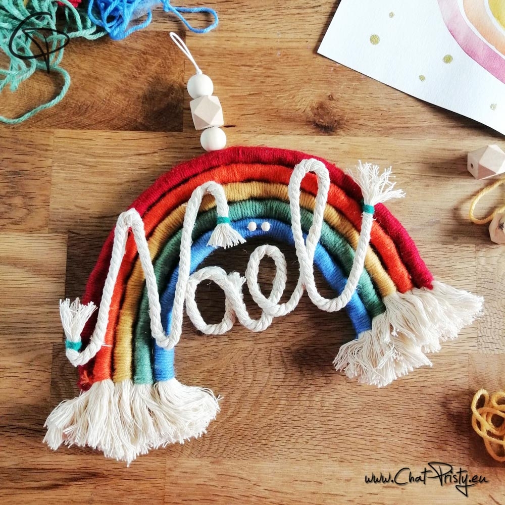 Porte-clés arc-en-ciel macramé Personnalisable Cadeau -  France