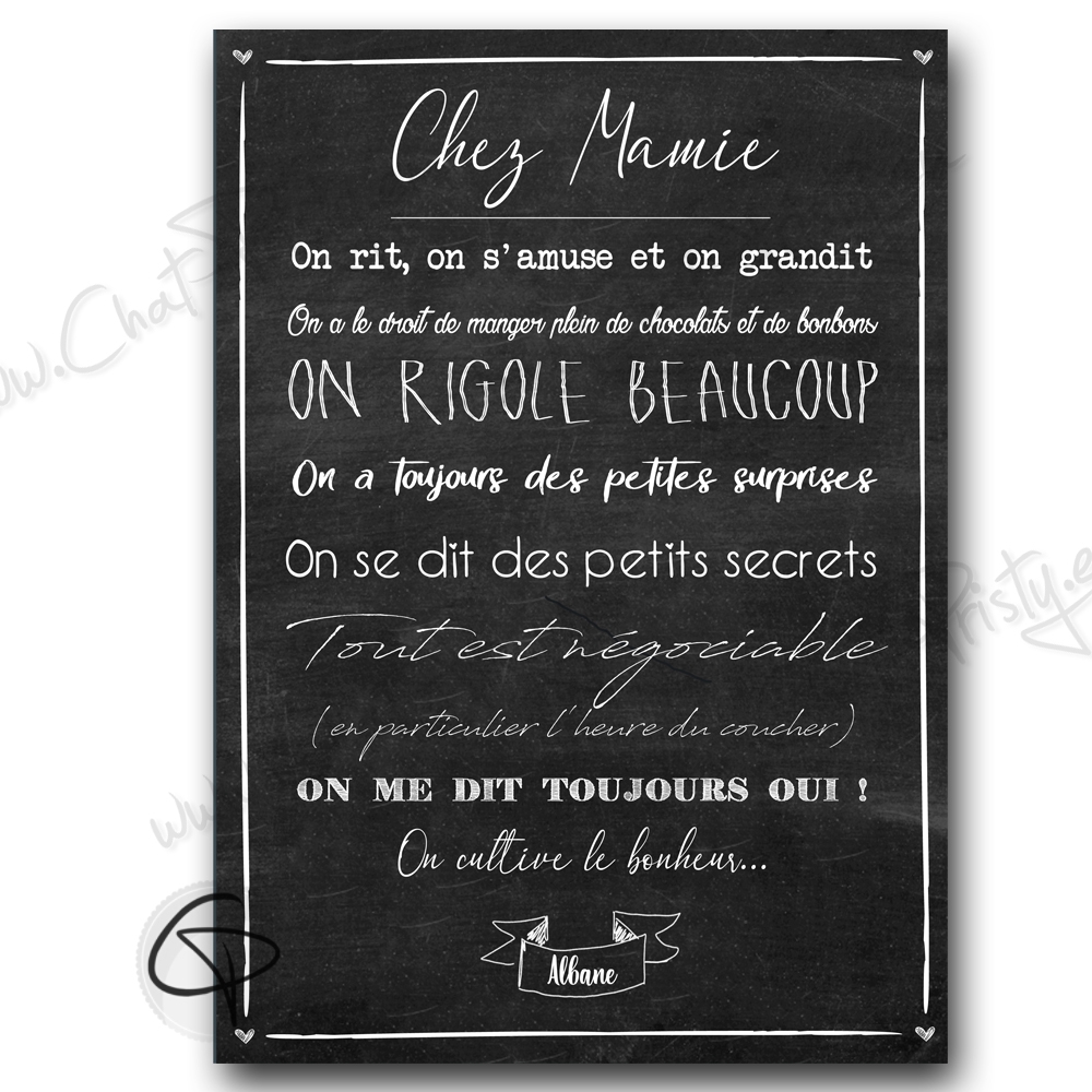 Affiche chez mamie personnalisée