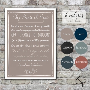 Affiche chez nounou, phrases couleurs