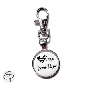 Porte-clef personnalisé super beau-papa médaillon rond