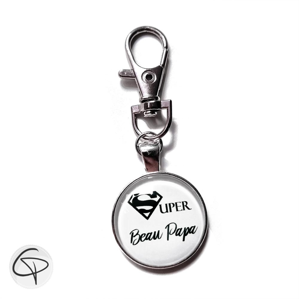 Porte-clef personnalisé super beau-papa médaillon rond