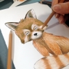 Dessin de panda roux fait main au crayon par la créatrice Laura Lefebvre