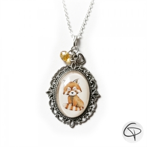 Collier enfant panda roux