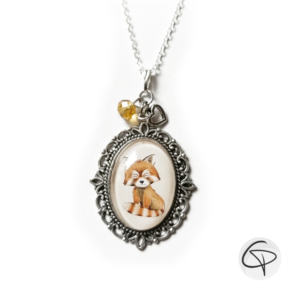 Collier enfant panda roux