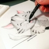 Illustration faite main de mignon chaton