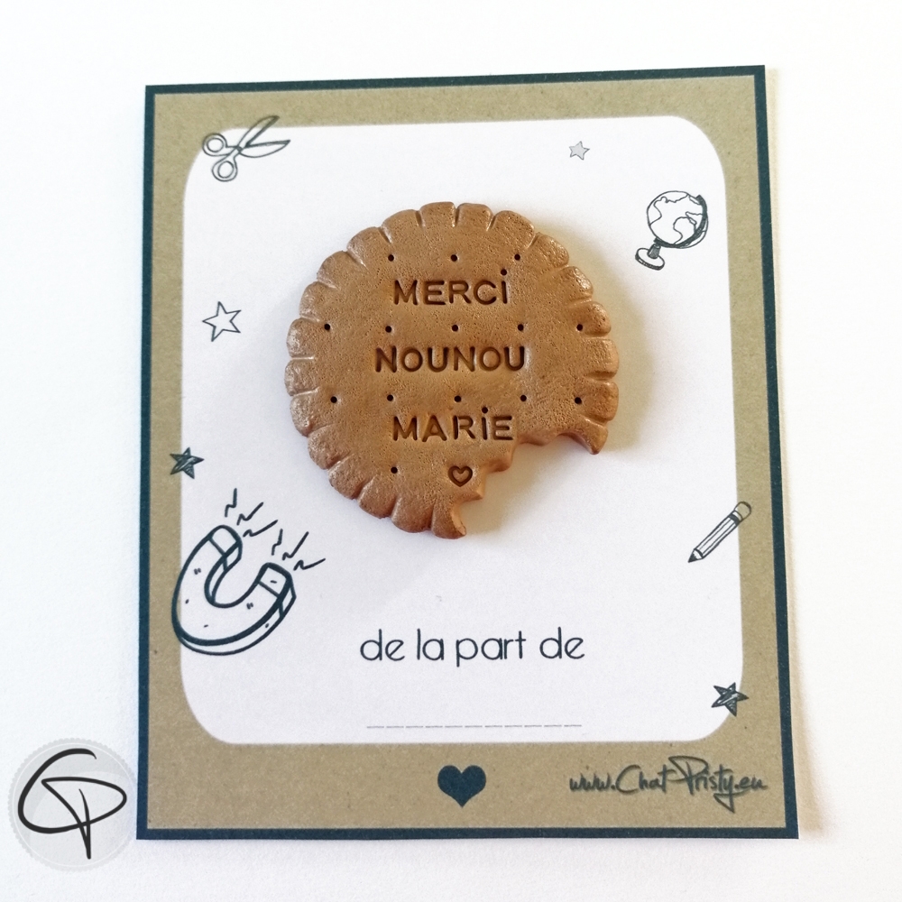 Aimant biscuit rond Super ou Merci Nounou