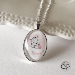 Collier original fille avec pendentif chat