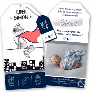 Faire-part naissance garçon super héros