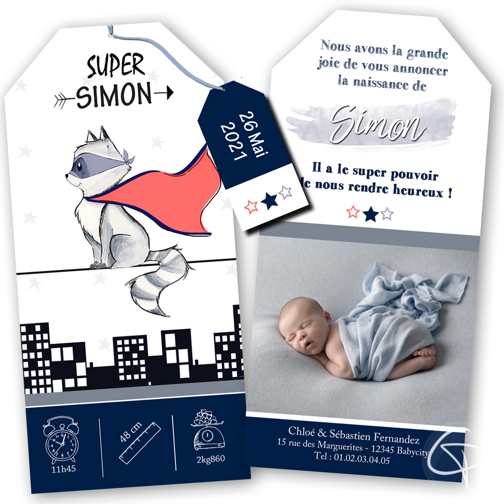 Faire-part naissance garçon super héros