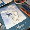 doudou illustrée sur papier à encadrer pour décorer la chambre du bébé