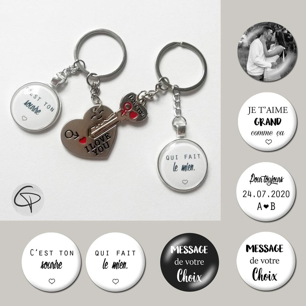 Porte Cle Coeur, lot de 2 I Love You Porte Clef Couple Porte-Clés  Personnalisés Romantiques Porte Clé Amour Porte Clé Saint Valentin pour Lui  et Ses Amants : : Mode