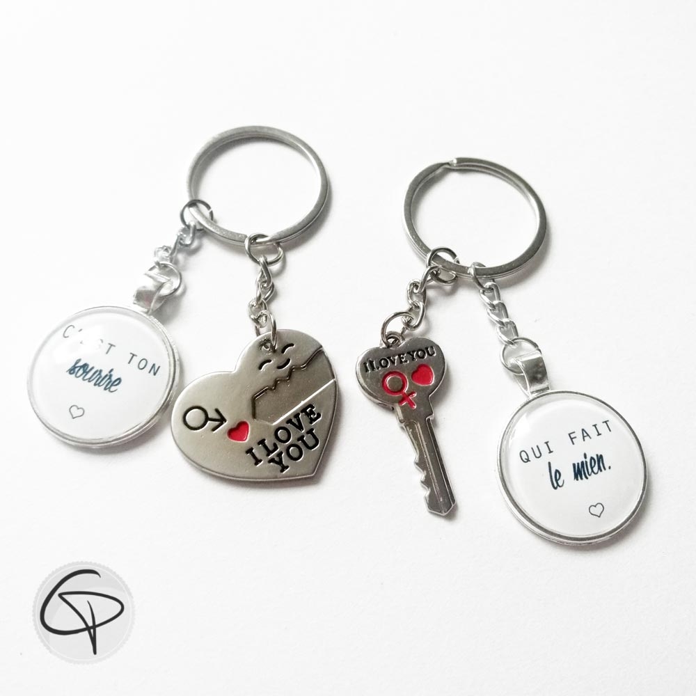 Porte Cle Coeur, lot de 2 I Love You Porte Clef Couple Porte-Clés  Personnalisés Romantiques Porte Clé Amour Porte Clé Saint Valentin pour Lui  et Ses Amants : : Mode