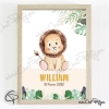 Cadeau de naissance original Lion personnalisé avec prénom du bébé