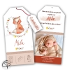 Faire-part naissance fille avec étiquette prénom renarde aquarelle personnalisée