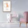 Cadre de naissance fille illustré d'une renarde faite main à l'aquarelle
