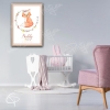 Cadre de naissance fille illustré d'une renarde faite main à l'aquarelle