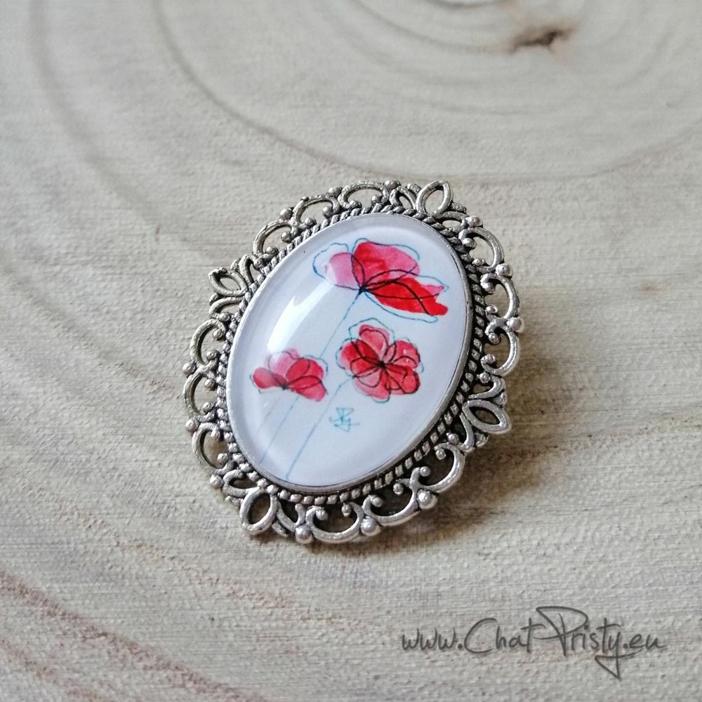 Broche à vêtement pour femme avec des coquelicots