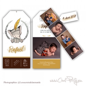 Faire-part naissance garçon avec photos bébé style photomaton personnalisé