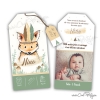 Faire-part naissance renard avec plumes d'indien